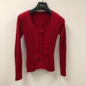 Diktons Barcelona Spain red sweater top sz P
